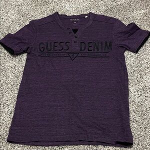 Guess Men's Dark Purple Short Sleeve Tee
